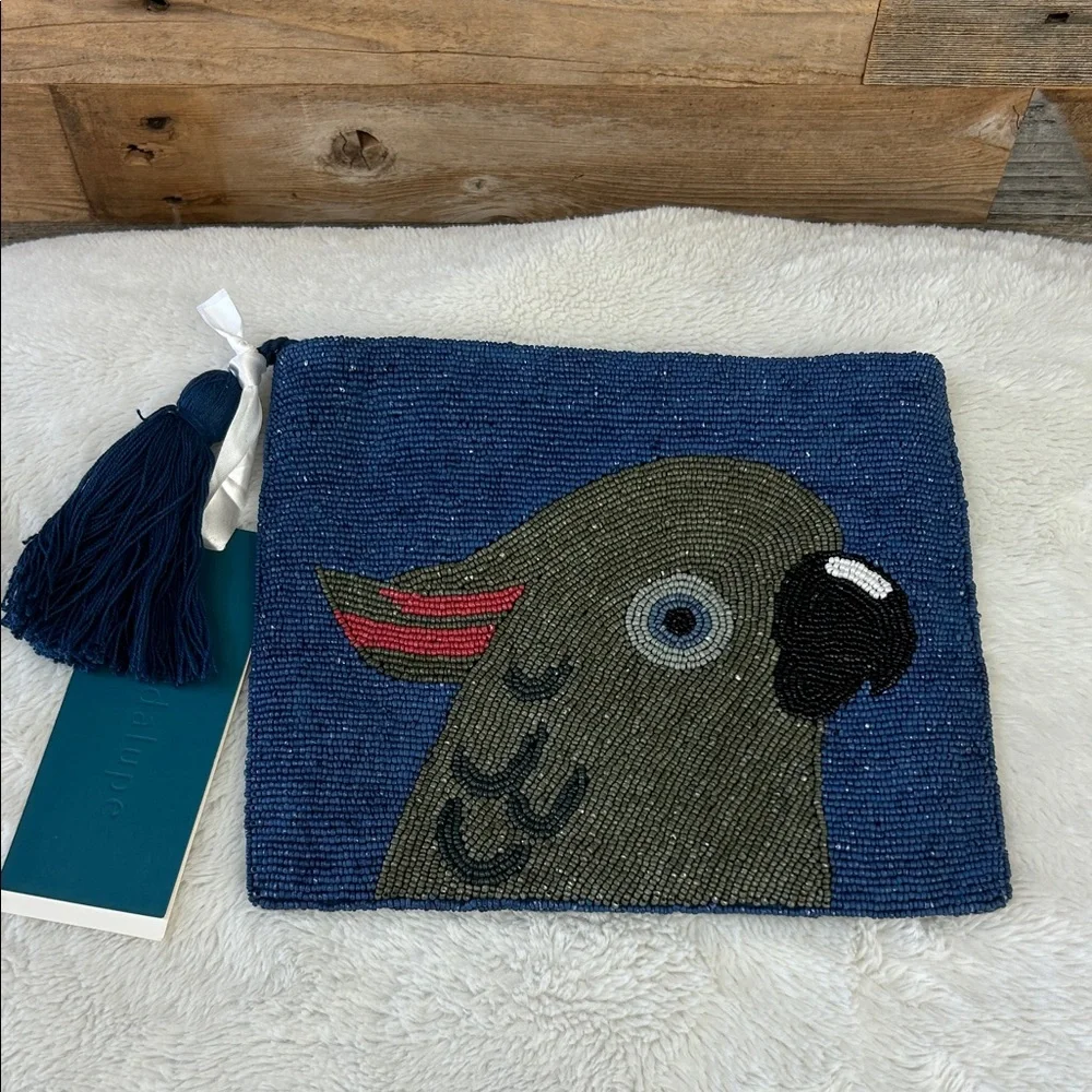 NWT Guadalupe Cacatua Beaded Clutch in Blue - Picture 3 of 8